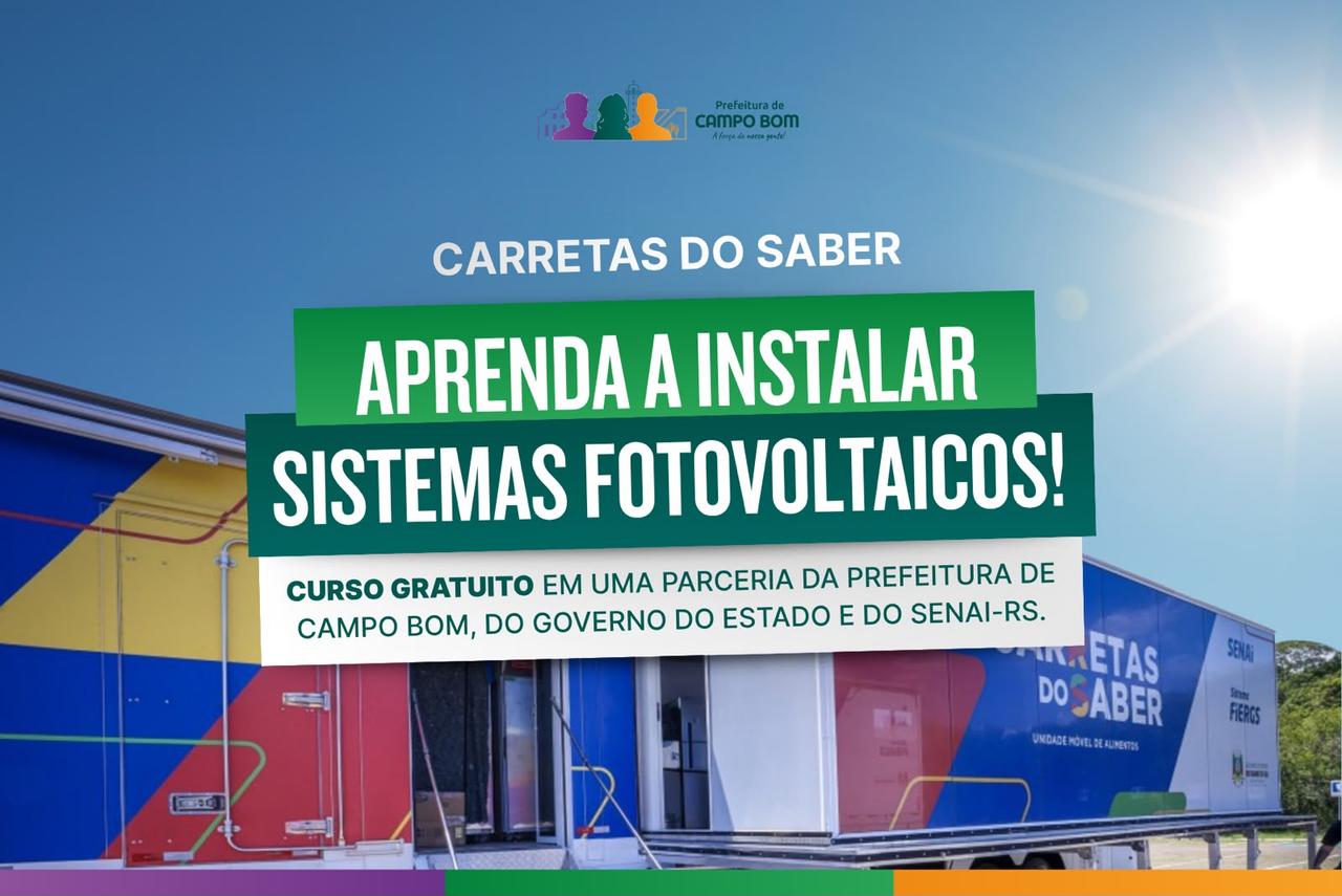 Vagas para curso de instalador fotovoltaico em Campo Bom: turma noturna esgotada, diurna ainda com inscrições